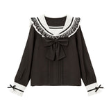 レースフリルリボンセーラーブラウス