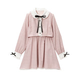 フリルリボンセットアップ風ワンピース