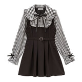 丸襟ジャンスカ重ね着風ワンピース