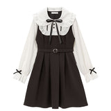 丸襟ジャンスカ重ね着風ワンピース