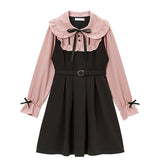 丸襟ジャンスカ重ね着風ワンピース