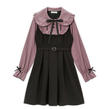 丸襟ジャンスカ重ね着風ワンピース