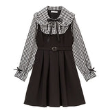 丸襟ジャンスカ重ね着風ワンピース