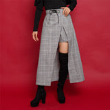 ウエストレースアップスリットスカートパンツ