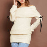 レースアップシャギーニットソーゆるピタ