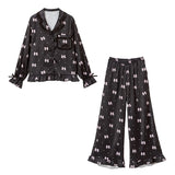 フリルテーラードシャツサテンルームウェア