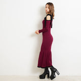 バイカラーリボンマーメイドワンピース【ニット】