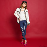 キルティングパールボタンコート