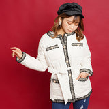 キルティングパールボタンコート