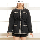 キルティングパールボタンコート