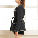 キルティングパールボタンコート