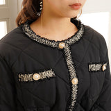 キルティングパールボタンコート