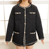 キルティングパールボタンコート