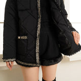 キルティングパールボタンコート