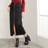 フロントジップストレッチタイトスカート