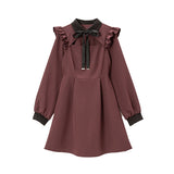 胸開き肩フリルワンピース