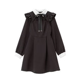 胸開き肩フリルワンピース