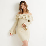 パールフリルタイトワンピース【ニット】