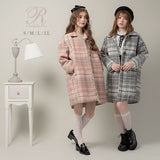 チェック柄Aライン襟コート