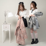 チェック柄Aライン襟コート