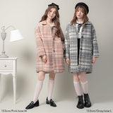 チェック柄Aライン襟コート