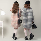 チェック柄Aライン襟コート