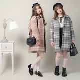 チェック柄Aライン襟コート