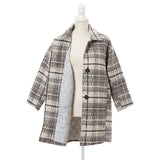 チェック柄Aライン襟コート