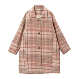 チェック柄Aライン襟コート