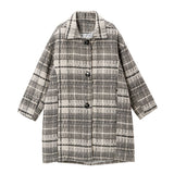 チェック柄Aライン襟コート