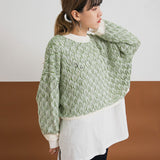 カギ針編みリーフ柄ニット