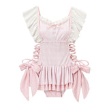 サイドレースアップフリルワンピース水着