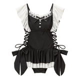 サイドレースアップフリルワンピース水着