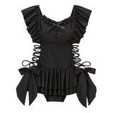 サイドレースアップフリルワンピース水着