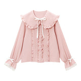 大きめ丸襟フリルブラウス