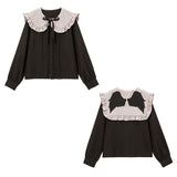 羽根刺繍セーラー襟ブラウス