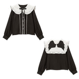 羽根刺繍セーラー襟ブラウス