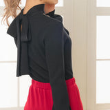 バックリボンリブニットトップス