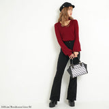 バックリボンリブニットトップス