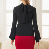 バックリボンリブニットトップス