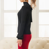 バックリボンリブニットトップス