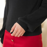 バックリボンリブニットトップス