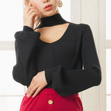 バックリボンリブニットトップス