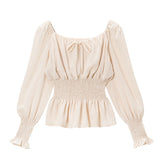 シャーリングリボンブラウス