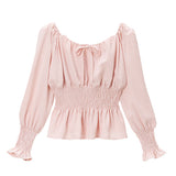 シャーリングリボンブラウス