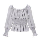 シャーリングリボンブラウス