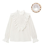 【メール便】Vフリルハイネックブラウス