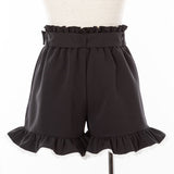 バックルベルトフリルレースショートパンツ