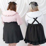 大きめ丸襟フリルブラウス