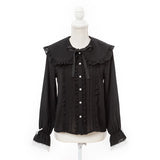 大きめ丸襟フリルブラウス